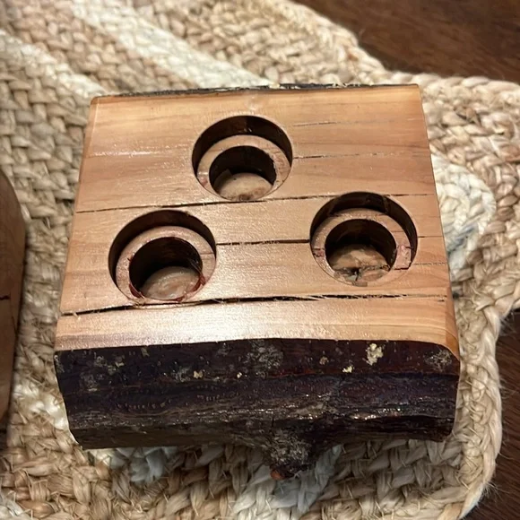 Rustic Wooden Candle Holders - Picture 3 of 3